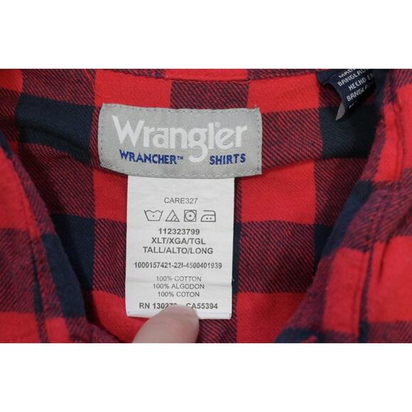 Wrangler Western Flannel Pearl Snaps Plaid Cowboy Shirt Long Sleeve Mens XLT - Picture 7 of 8